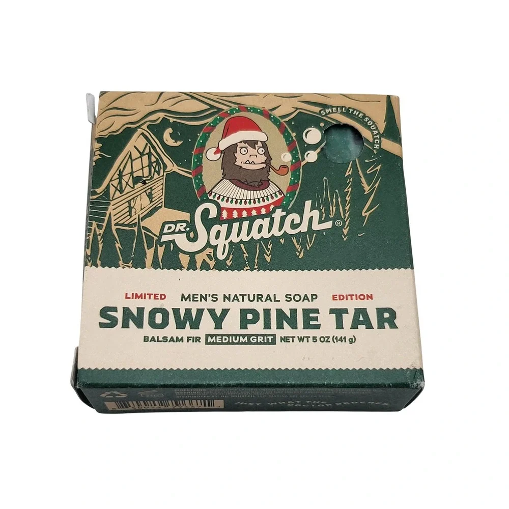 Dr. Squatch Snowy Pine Tar Men's Soap Limited Edition 5oz Balsam Fir Medium Grit